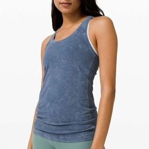 Lululemon Cool Racerback ll Dye Washed Blue Chambray Women's Blue Tank Top Small
